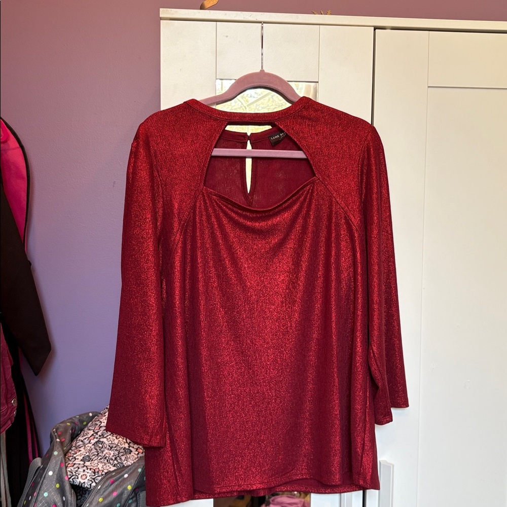 Lane Bryant Deep Red Shimmer Blouse